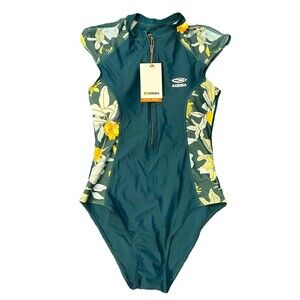 Axesea Front Zipper Retro One Piece Sleeveless Swimsuit Women's Size 8 Focus